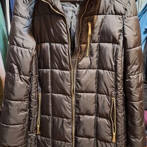 Liz Claiborne Black Puffer Jacket with Gold Zippers